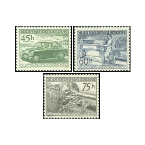 3 عدد  تمبر صنایع چکسلواکی - چک اسلواکی 1955