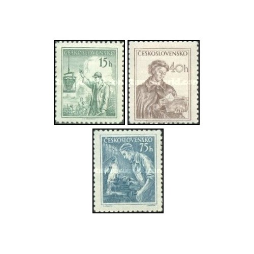 3 عدد  تمبر سری پستی مشاغل - 3 - چک اسلواکی 1953 
