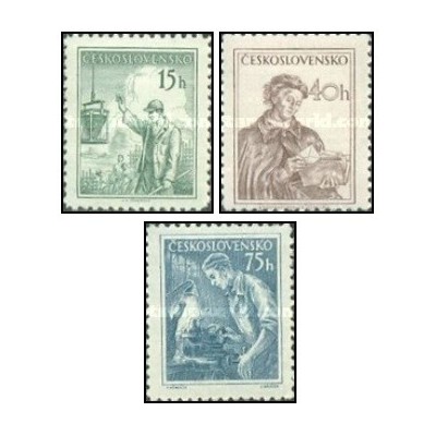 3 عدد  تمبر سری پستی مشاغل - 3 - چک اسلواکی 1953 