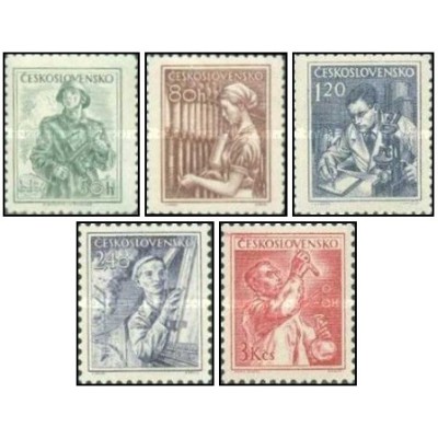 5 عدد  تمبر سری پستی مشاغل - 2 - چک اسلواکی 1954 قیمت 4.93 دلار