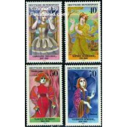 4 عدد تمبر زنان در تئاتر - جمهوری فدرال آلمان 1976
