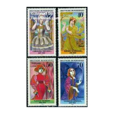 4 عدد تمبر زنان در تئاتر - جمهوری فدرال آلمان 1976