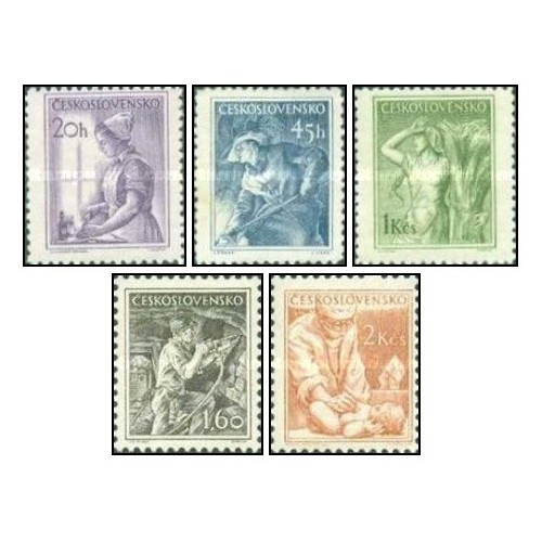 5 عدد  تمبر سری پستی مشاغل - 1 - چک اسلواکی 1954 قیمت 4.65 دلار
