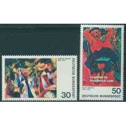 2 عدد تمبر تابلو نقاشی سبک اکسپرسیونیسم - اثر بکمن و کیچر - جمهوری فدرال آلمان 1974