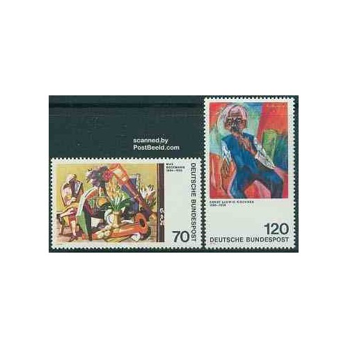 2 عدد تمبر تابلو نقاشی سبک اکسپرسیونیسم - اثر بکمن و کیچر - جمهوری فدرال آلمان 1974