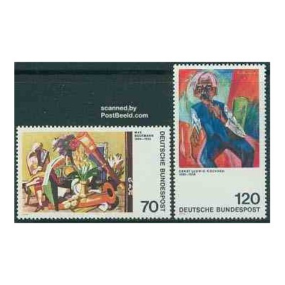 2 عدد تمبر تابلو نقاشی سبک اکسپرسیونیسم - اثر بکمن و کیچر - جمهوری فدرال آلمان 1974