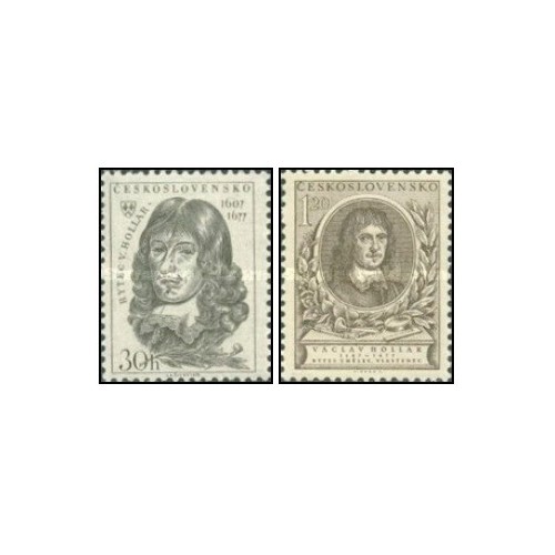 2 عدد  تمبر واسلاو هولار - گرافیست - چک اسلواکی 1953