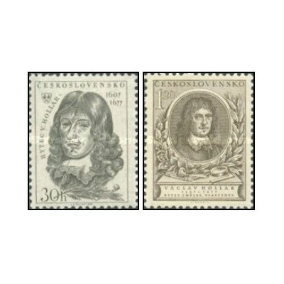 2 عدد  تمبر واسلاو هولار - گرافیست - چک اسلواکی 1953