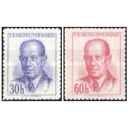 2 عدد  تمبر سری پستی - رئیس جمهور زاپوتوکی - چک اسلواکی 1953