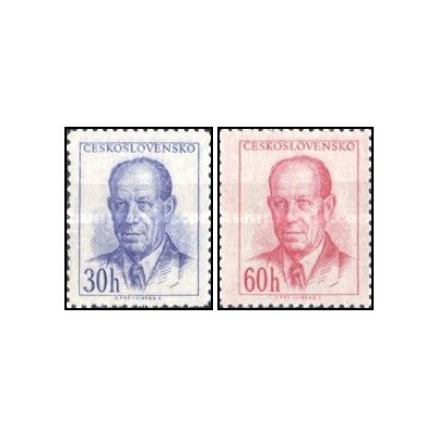 2 عدد  تمبر سری پستی - رئیس جمهور زاپوتوکی - چک اسلواکی 1953
