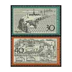 2 عدد تمبر شهرهای هلگولند و  هایدلبرگ - جمهوری فدرال آلمان 1972