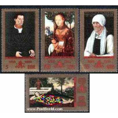 4 عدد تمبر تابلو بقاشی اثر کرانچ - جمهوری دموکراتیک آلمان 1972