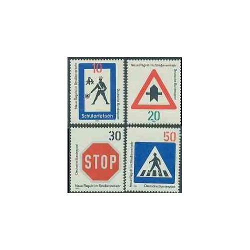 4 عدد تمبر قوانین جدید ترافیکی - جمهوری فدرال آلمان 1971