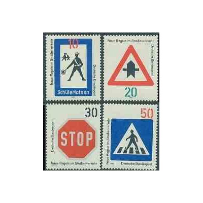 4 عدد تمبر قوانین جدید ترافیکی - جمهوری فدرال آلمان 1971