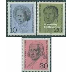 3 عدد تمبر اشخاص مشهور - بتهوون ، هگل ، هولدرین - جمهوری فدرال آلمان 1970