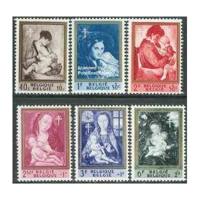 6 عدد تمبر  تابلو نقاشی - ضد سل - بلژیک 1961