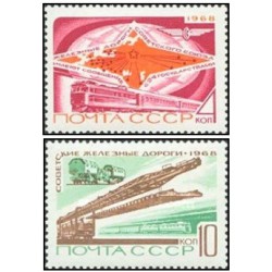 2 عدد  تمبر راه آهن شوروی - شوروی 1968