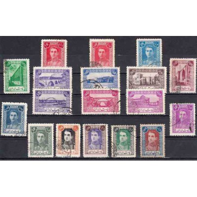 785 - اولین سری پستی تمبر با تصویر محمدرضا پهلوی 1321 مهرخورده