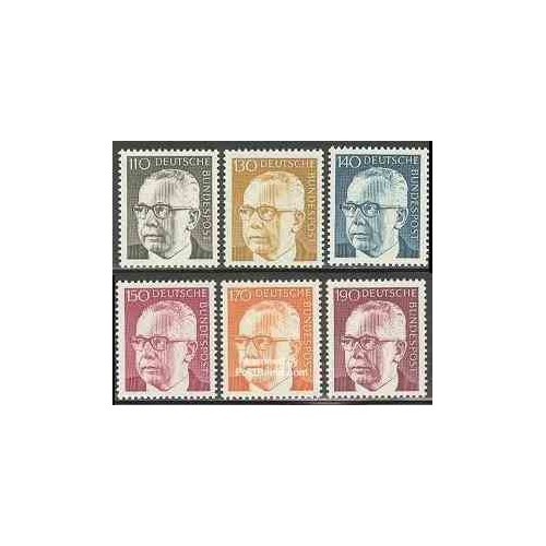 تمبر خارجی - 6 عدد تمبر سری پستی - هاینمان رئیس جمهور - جمهوری فدرال آلمان 1972
