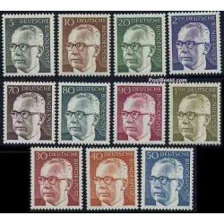 تمبر خارجی - 11 عدد تمبر سری پستی - هاینمان رئیس جمهور - جمهوری فدرال آلمان 1970