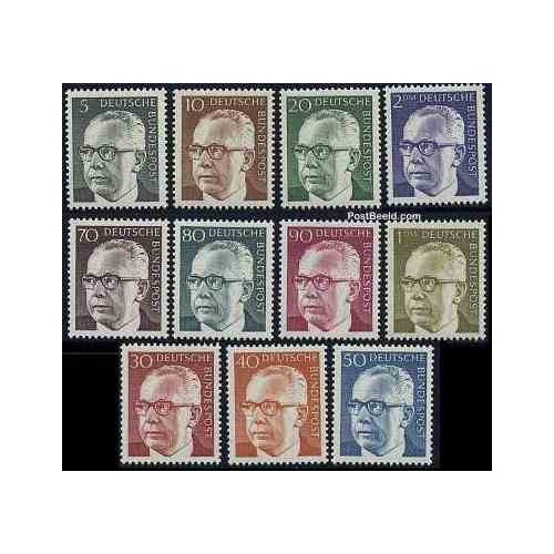 تمبر خارجی - 11 عدد تمبر سری پستی - هاینمان رئیس جمهور - جمهوری فدرال آلمان 1970