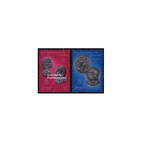 تمبر خارجی - 2 عدد تمبر تاجگذاری - جرسی 1978