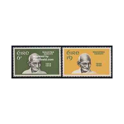 تمبر خارجی - 2 عدد تمبر مهاتما گاندی - رهبر سیاسی معنوی هند - ایرلند 1969