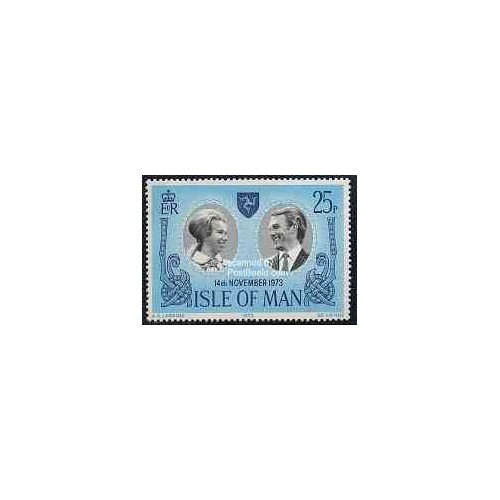 تمبر خارجی - 1 عدد تمبر 14 نوامبر ازدواج سلطنتی آنی و مارک - جزیره من 1973