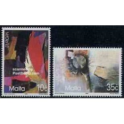 تمبر خارجی - 2 عدد تمبر مشترک اروپا - هنر مدرن - مالت 1993