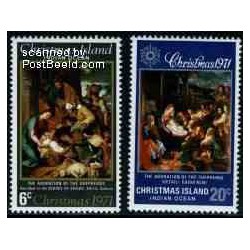 تمبر خارجی - 2 عدد تمبر کریستمس - جزیره کریستمس 1971