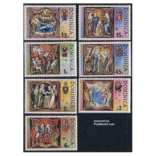 تمبر خارجی - 7 عدد تمبر کریستمس - تصویرگری کتاب - دومنیکن 1977