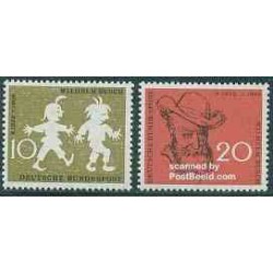 تمبر خارجی - 2 عدد تمبر ویلهلم بوش - شاعر - جمهوری فدرال آلمان 1958