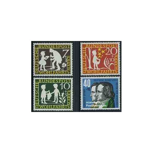 تمبر خارجی - 4 عدد تمبر افسانه های گریم - جمهوری فدرال آلمان 1959