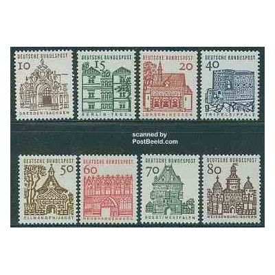 تمبر خارجی - 8 عدد تمبر سری پستی معماری - جمهوری فدرال آلمان 1964