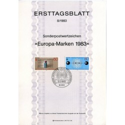 برگه اولین روز انتشار تمبرهای اروپا - اختراعات - جمهوری فدرال آلمان 1983