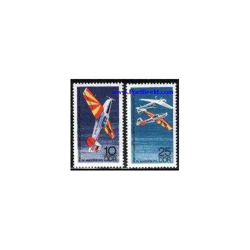 تمبر خارجی -2 عدد تمبر پرواز هنری - هواپیماها - جمهوری دموکراتیک آلمان 1968