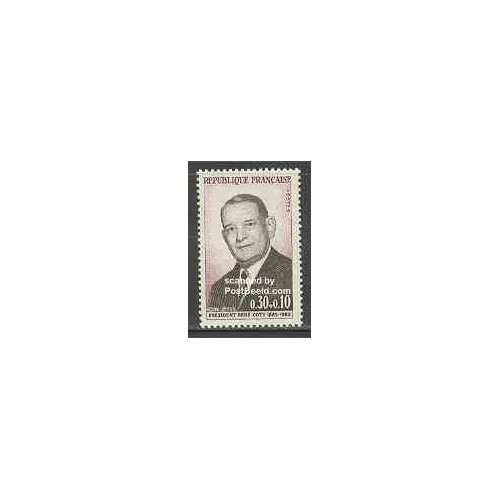 تمبر خارجی - 1 عدد تمبر رئیس جمهور رنه کوتی - فرانسه 1964