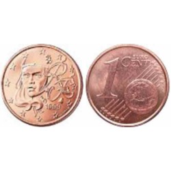سکه 1 سنت یورو - مس روکش فولاد - فرانسه 2012 غیر بانکی