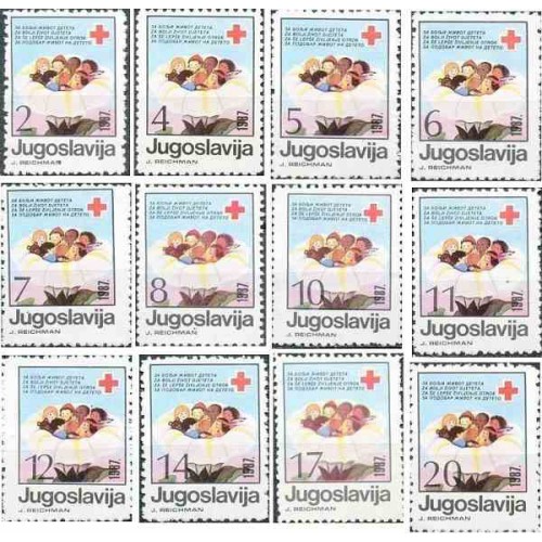 12 عدد تمبر خیریه - هفته صلیب سرخ - یوگوسلاوی 1987 12 عدد تمبر خیریه - هفته صلیب سرخ - یوگوسلاوی 1987