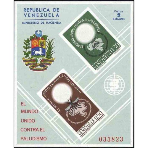 سونیرشیت بیدندانه تمبر ریشه کنی مالاریا - ونزوئلا 1962 سونیرشیت بیدندانه تمبر ریشه کنی مالاریا - ونزوئلا 1962