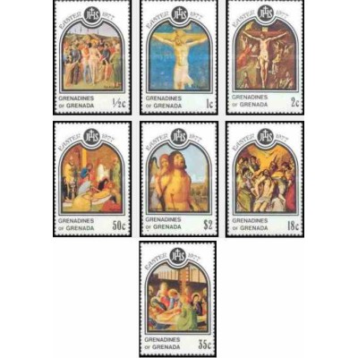 7 عدد تمبر عید پاک - تابلوهای نقاشی اثر هنرمندان مشهور  - گرندین گرانادا 1977