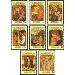 8 عدد تمبر کریستمس - تابلوهای نقاشی مادر و کودک اثر هنرمندان نامدار - گرانادا 1974
