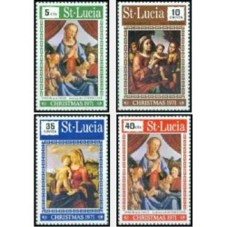 4 عدد تمبر کریستمس - تابلو نقاشی - سنت لوئیس 1971