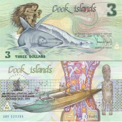 اسکناس 3 دلار - سورشارژ یادبود ششمین جشنواره هنرهای اقیانوس آرام در راروتونگا - جزایر کوک 1992