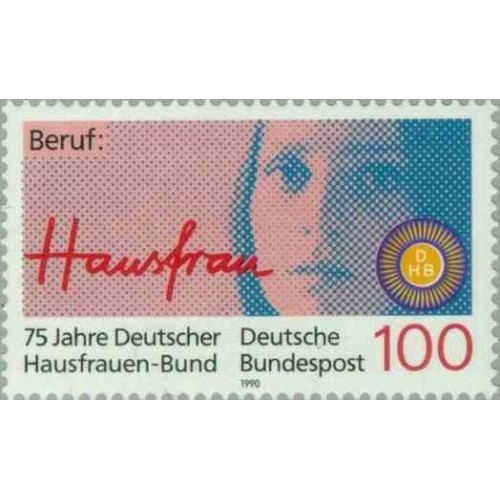1 عدد تمبر 75مین سالگرد انجمن زنان آلمان - جمهوری فدرال آلمان 1990 