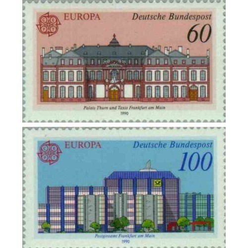 2 عدد تمبر مشترک اروپا - Europa Cept- ادارات پست - جمهوری فدرال آلمان 1990 قیمت 3.5 دلار