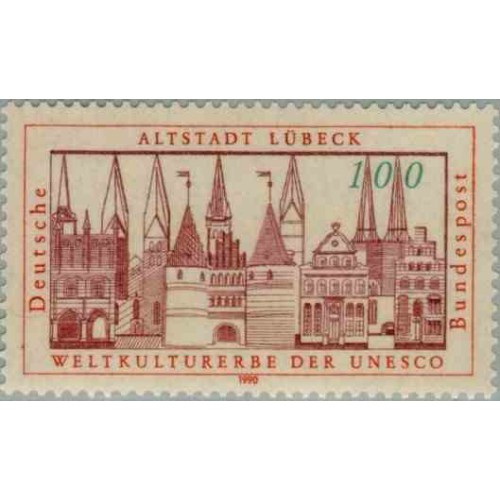1 عدد تمبر بخش قدیمی شهر لوبک - جمهوری فدرال آلمان 1990