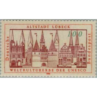 1 عدد تمبر بخش قدیمی شهر لوبک - جمهوری فدرال آلمان 1990