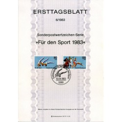 برگه اولین روز انتشار تمبر های ورزشی - جمهوری فدرال آلمان 1983