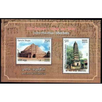 مینی شیت تمبر مشترک با ویتنام - معماری باستانی -  هندوستان 2018 قیمت 5.3 دلار